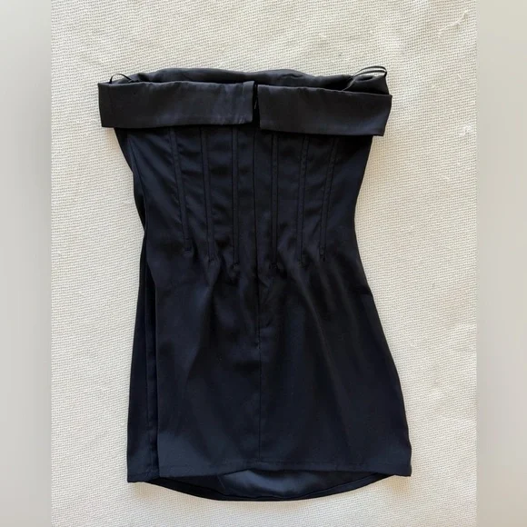 With Jean Chloe Corset Elegant Black Strapless Mini Dress - Picture 7 of 8